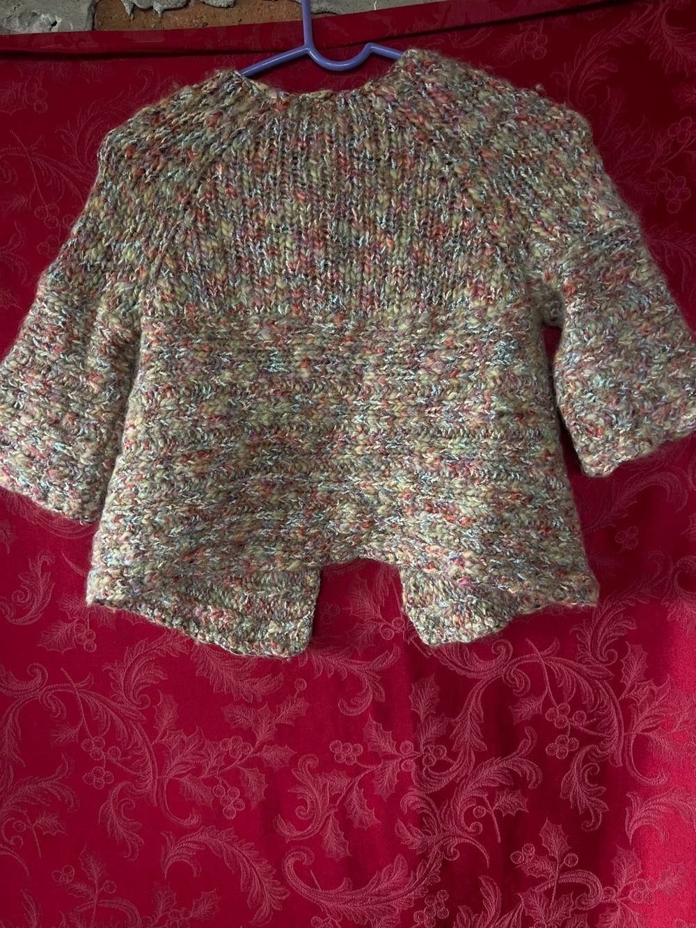 Leo & Nicole Wool Blend Chunky Knit Cropped Cardigan Sweater Small - Picture 3 of 5